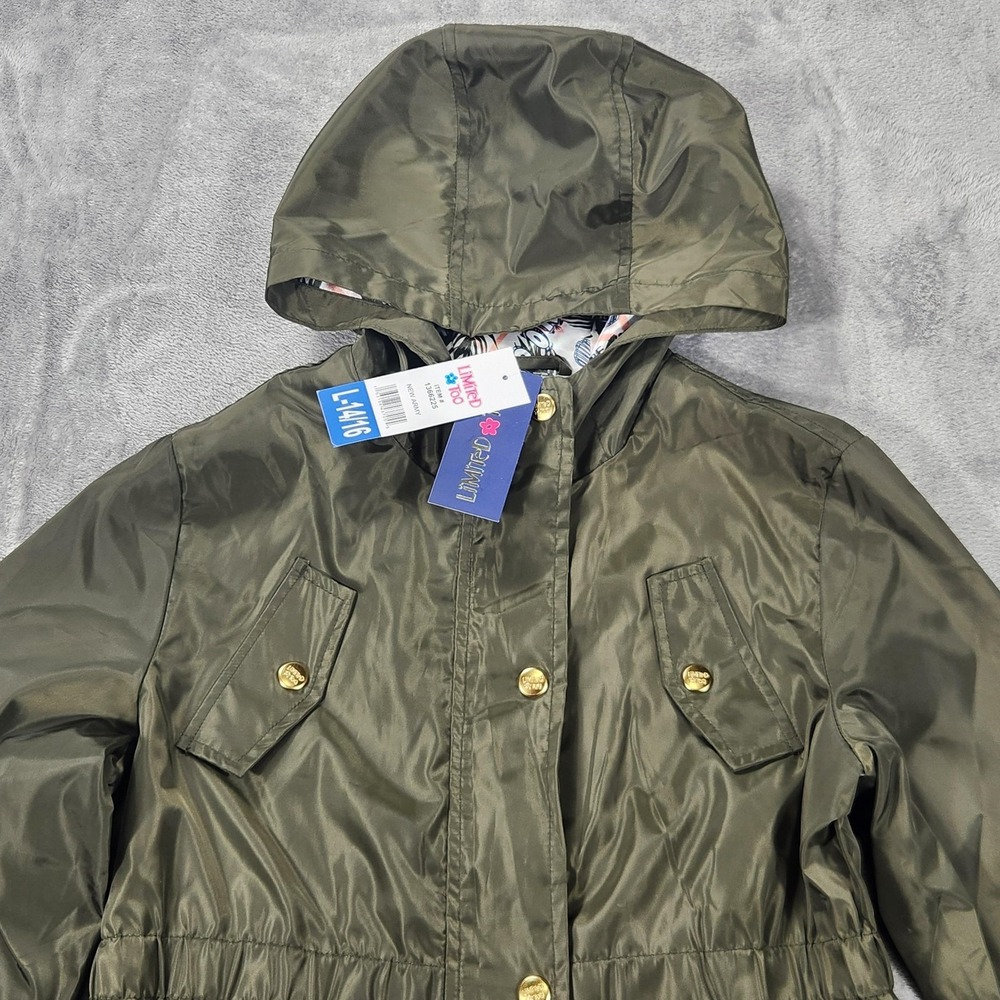 Limited Too Jacket Girls Large 14/16 Hooded Raincoat New Army Polyester - Picture 3 of 11